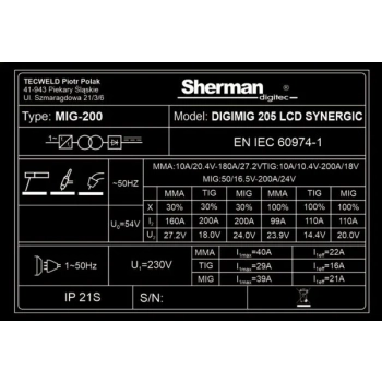 Sherman DIGIMIG 205 LCD SYNERGIC
